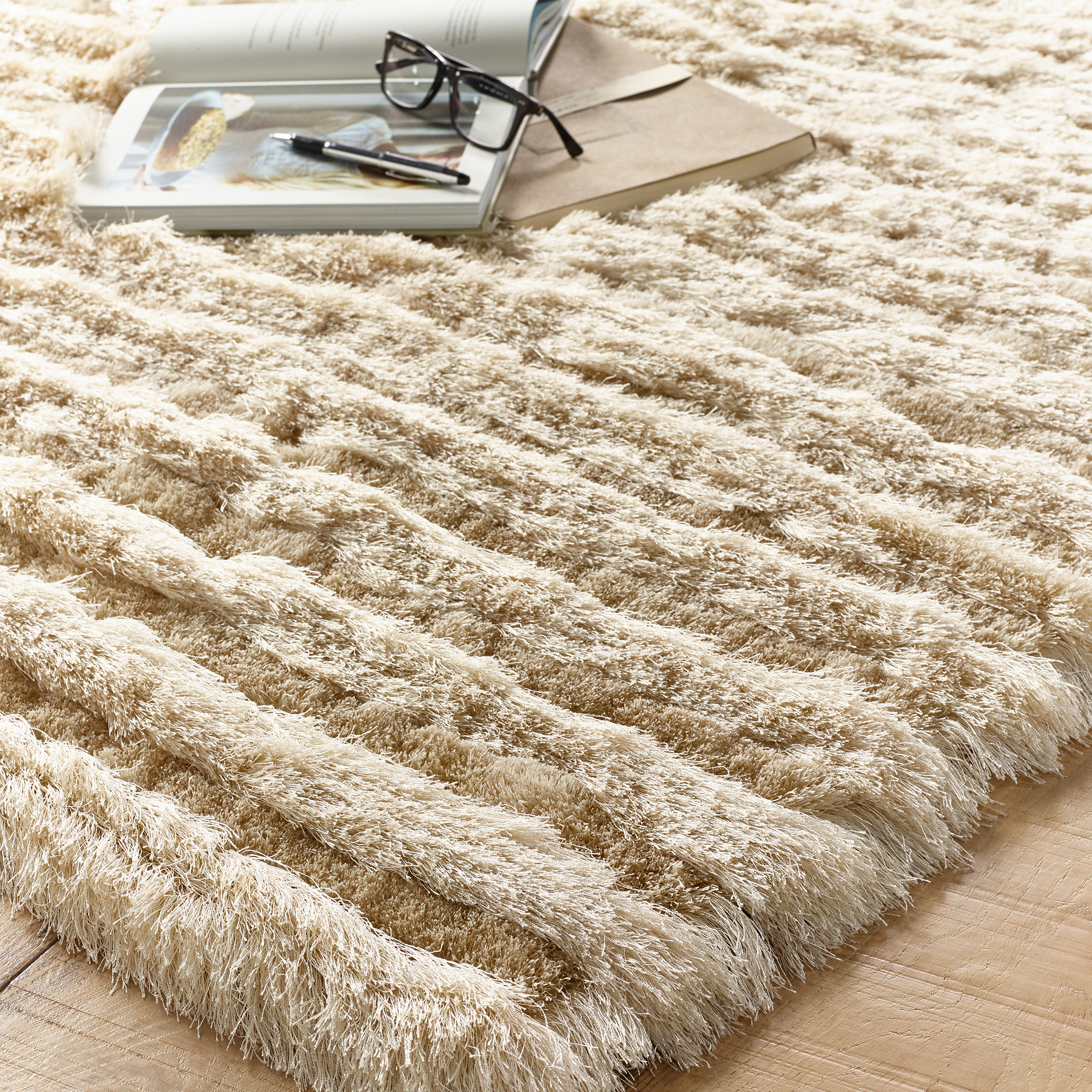 Photos - Area Rug Carved Glamour Shaggy Rugs in Natural By Origins120x170cm CRVGLANATURL120X